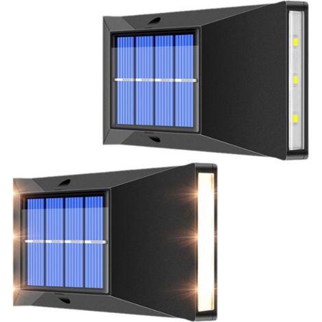 Lampe Solaire Applique Murale 6 LED avec Détecteur IP65 étanche pour Jardin Éclairage Extérieur Lot de 2 (1/5)