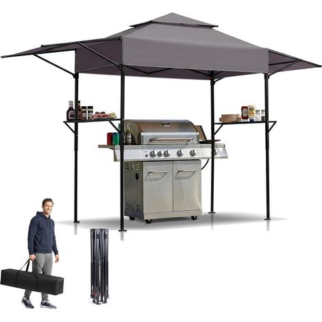 Faltbarer Grillpavillon 380x100x240 cm, wetterfest, Sonnenschutz, Anthrazit (1/5)