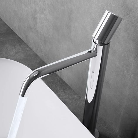 doporro Miscelatore Monocomando per Lavabo Bagno Senza Leva, Rubinetto con Flessibili Acqua Calda Fredda in Ottone Cromato H 34,2 cm WAO-7701 (1/5)