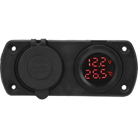 Chargeur Voiture 12V avec Voltmètre, Prise Allume-Cigare Double USB, Sortie 12V Rouge, Prise Multiprise Auto (1/5)
