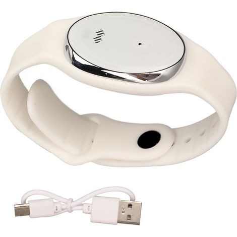 Bracelet Anti-Moustiques Ultrasonique Rechargeable USB, Répulsif Silencieux Ajustable pour Adultes et Enfants - Blanc (1/5)