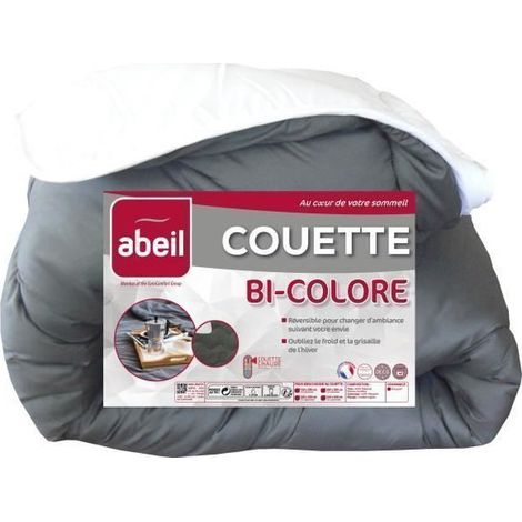 ABAIL Edredón Bicolor - 200 x 200 cm - Blanco y gris (1/4)