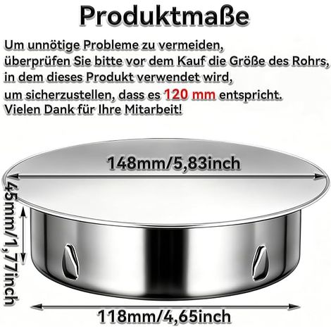 Couvercle pour Trou de Cheminée 120 mm (1/4)