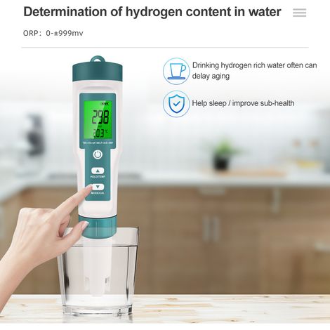 7-in-1 Wasserqualitätstester pH/TDS/EC/Salzgehalt/Dichte/ORP/Temperatur, tragbarer Multifunktions-Analysator mit Hintergrundbeleuchtung für Pool, Aquarium und Trinkwasser-lsw (1/2)