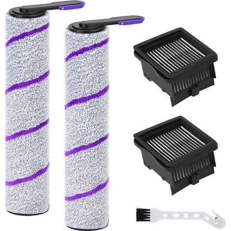 Rouleau brosse et filtre pour Rowenta X-Clean 10 / Narwal S20 Pro Kit d'accessoires pour aspirateur eau et poussière 2 rouleaux brosse + 2 filtres de rechange + 1 brosse de nettoyage