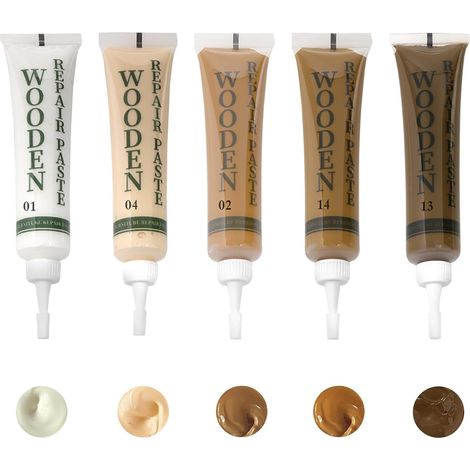 Kit Réparation Parquet Stratifié pour Meubles Bois Chene Clair Rayures Mastic Pate Feutre Retouche Bois Chêne Brun Crème Couleur Ajustable pour Griffures D'animaux Taches Fissures, Facile à Utilis (1/5)