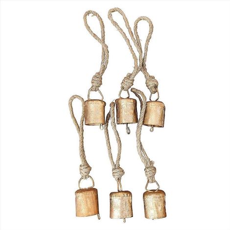 Lot de 6 cloches suspendues vintage, cloches de vache en métal faites à la main pour décoration (1/5)