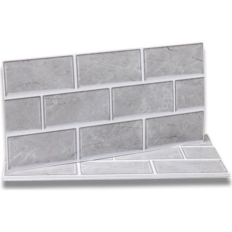 GDHZS- Stickers Adhésive Carrelage Gris 12 pièces pour Salle de Bains et Cuisine, Crédence Cuisine, Imperméables Carrelage Carreaux Adhésif Mural 30 x 15 cm (1/5)