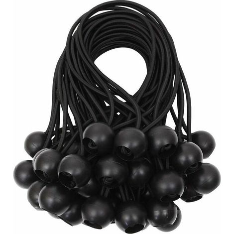 Tendeur de bâche Tendeurs à boule tendeur élastique tendeur en caoutchouc pour bannière, bâche, pavillon, tente, rideaux Harnais d’extension, support de bâche Blanc, 15cm (Noir, 40pcs) (1/5)