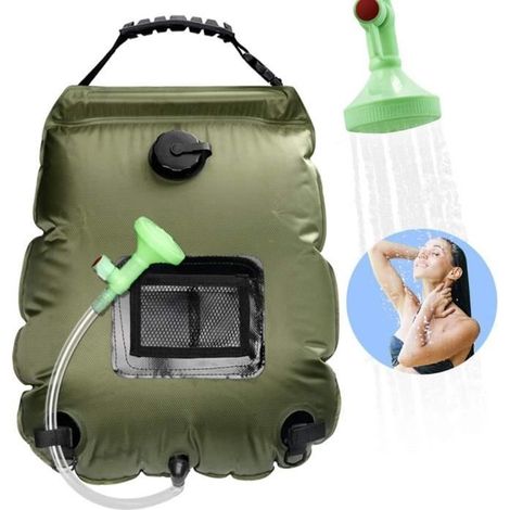 Sac de Douche Solaire - Camping Portatif - 20L - Vert - Adulte - Mixte (1/4)
