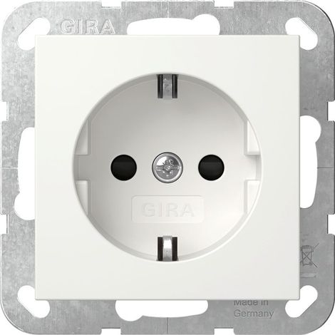 Gira Schutzkontakt-Steckdose System 55, 16A 250V, Reinweiß seidenmatt, 418327