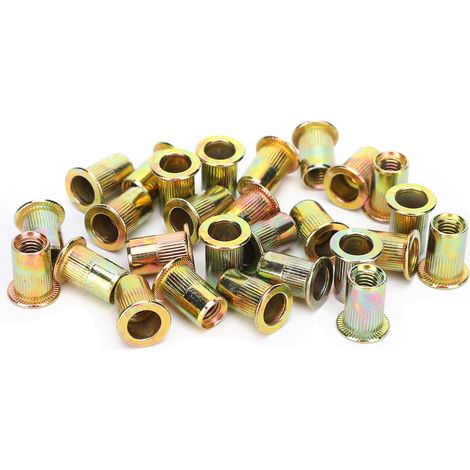 200 pièces inserts filetés M6 en acier zingué pour fixations industrielles robustes, quincaillerie et fournitures de bricolage. (1/5)