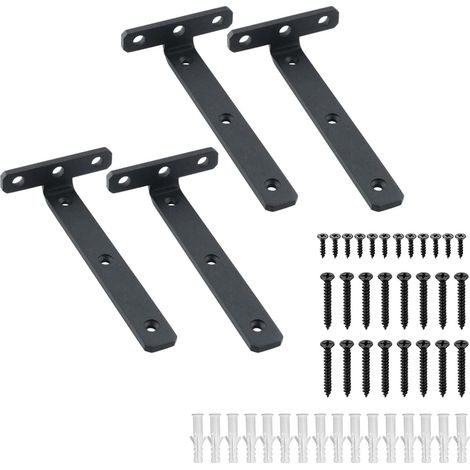 Lot de 4 Supports d' Étagère Flottants, 15 x 7.5 CM, Noir (1/5)