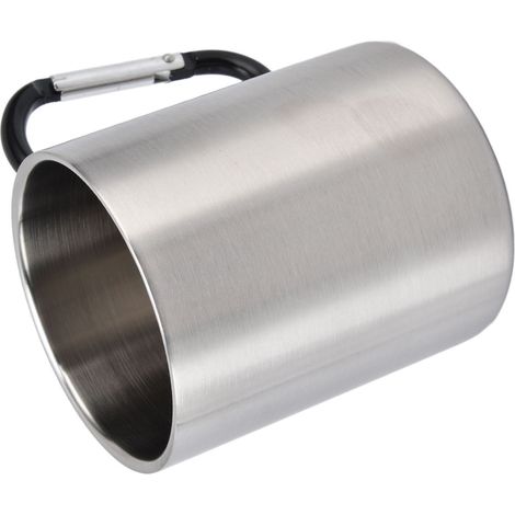 Mug en acier inoxydable 360 ml à double paroi, anse ergonomique, surface brillante, finition élégante et durable, poignée noire. (1/5)
