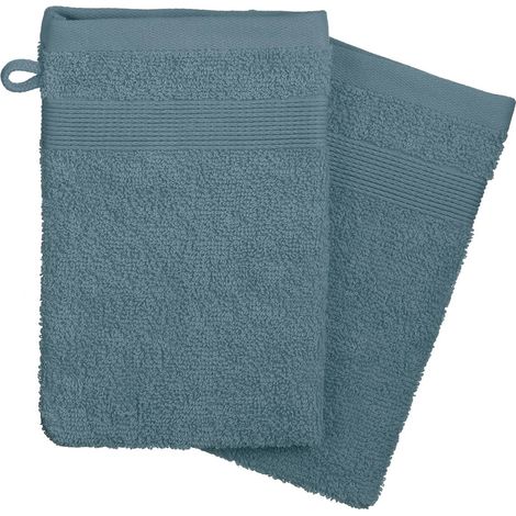 2er-Set Waschhandschuhe - Baumwolle 450 g/m² - sturmblau 15 × 21 cm