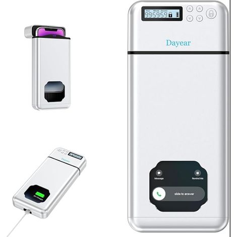 Boîte de verrouillage téléphone - Coffre-fort, prison téléphonique avec minuterie, aide enfants/adultes auto-contrôle/argenté (1/5)
