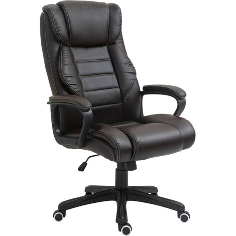Poltrona ufficio massaggiante ergonomica in similpelle marrone, girevole e reclinabile (1/5)