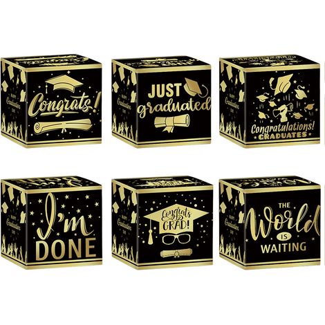 Boîte À Bonbons - Pour Célébration De Diplôme - Motif Féerique Avec Dorure - En Carton Rigide - Lot De 6 (1/5)