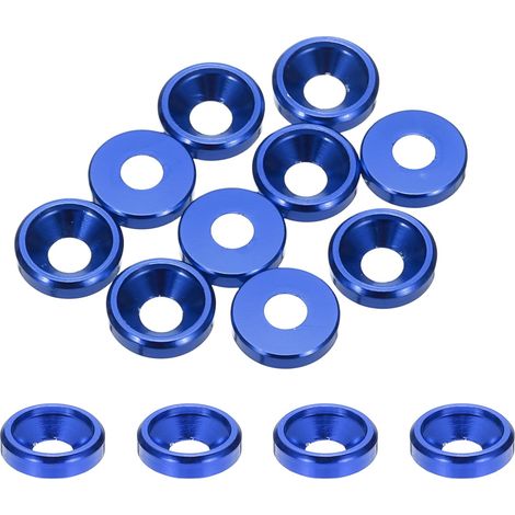 10 Pièces Rondelles à Tête Fraisée, Rondelles de Tasse M3 x 8 mm, Rondelle Fraisée, Rondelle Boulon En Aluminium Pour vis à tête, tige filetée, Accessoires Mécaniques, Bleu foncé (1/5)