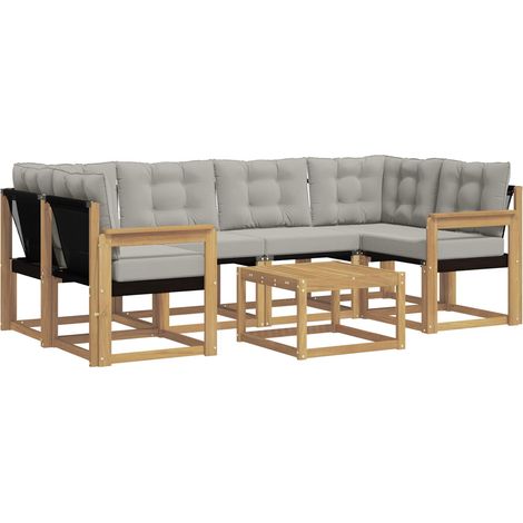 Set di divani da esterno 7 pcs Bianco e Grigio Chiaro vidaXL