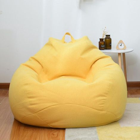 Housse de pouf extra large neuve pour canapé et fauteuil d'intérieur, idéale pour adultes et enfants Offre spéciale (Livraison gratuite) - 90 x 110 cm - Jaune (1/5)