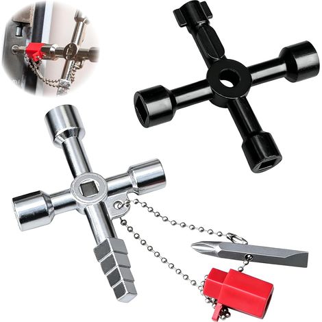 Set of 2 Universal Keys: Triangular Key, Triangular Key for Trash Can and Electrical Cabinet, Professional Technical Tool for Emergency Access and Maintenance (1/5)