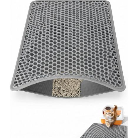 Tapis de Litière pour Chat Gris 1 Pc 30x30cm, Texture Anti-Tracage (1/5)