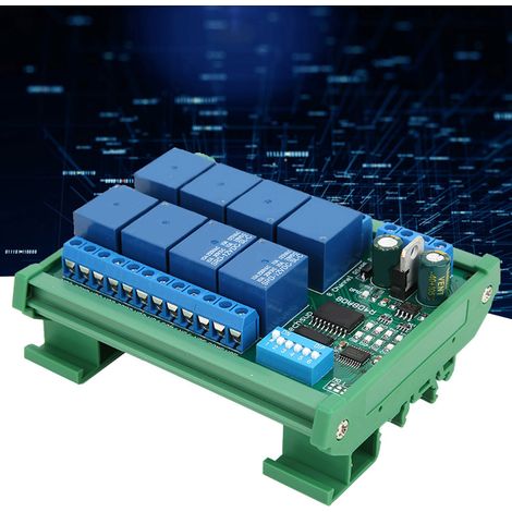 Carte d'extension PLC relais RS485 12V, 8 canaux, pour télécommande de protocole RTU (R4D8A08 R avec botier pour rail DIN) (1/5)