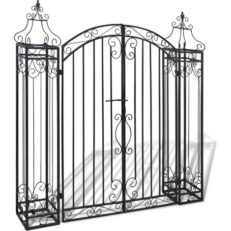 Puerta de jardín decorativa de hierro forjado 122x20,5x134 cm