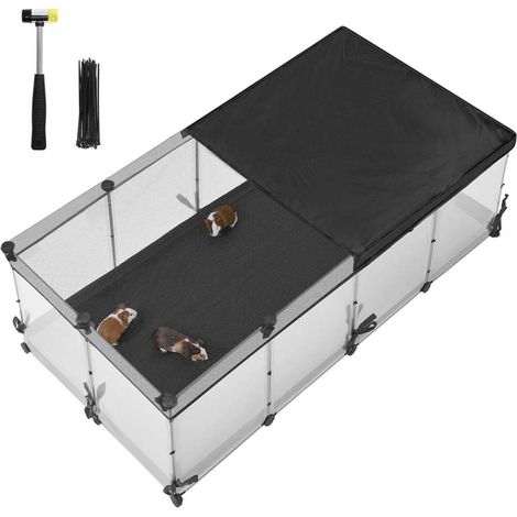 Parque/recinto para animales pequeños con paneles semitransparentes lona transpirable y alfombra impermeable para conejos erizos cobayas y hurones. 144 x 74 x 47 cm blanco. 120006899 (1/5)