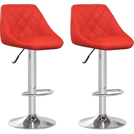 Maison Exclusive - Tabourets de bar lot de 2 rouge similicuir (1/5)