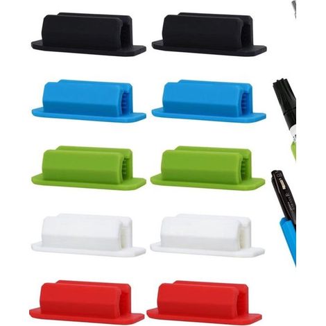 Set di 10 portapenne,portapenne autoadesivi in silicone per la scrivania,accessori da scrivania e materiale didattico,multicolore (10 pezzi) (1/5)