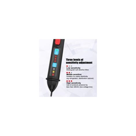 Detector de voltaje sin contacto, lápiz medidor de corriente con sensibilidad ajustable, pantalla LCD y linterna LED, alarma sonora, doble rango 12V-1000V/48V-1000V, prueba de cables de fase/neutro - 