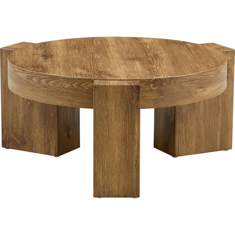 Juego de mesas de centro redondas desmontables MDF y vidrio de seguridad tintado marrón 61 cm HOMVRA (1/5)