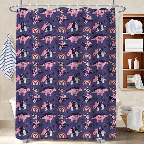 Rideau de douche tissu polyester 180x180 bordure lestée polyester pour salle de bain pour une touche de gaieté et de couleur (1/5)