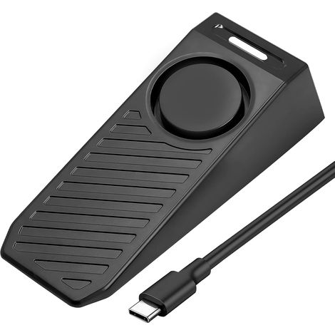 Cale Porte avec Alarme 130dB, Butée de Porte avec Alarme, Bloque Porte Antidérapant Rechargeable, Arrêt de Porte Sécurité Maison et Voyage, Butée de Porte Sensibilité Réglable pour Hôtel Appartement (1/5)