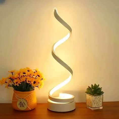 Lámpara de escritorio LED en espiral, lámpara de escritorio con alimentación USB, luz nocturna tricolor regulable. (1/5)