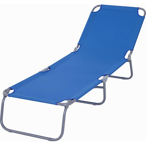 Lettino Prendisole Pieghevole da Giardino 180x55x24 cm in Metallo e Tessuto Oxford Blu