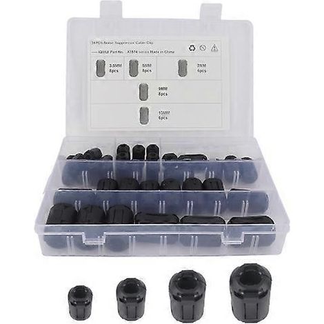 36 pièces / paquet 3,5 mm/5 mm/7 mm/9 mm/13 mm Anneau de démagnétisation anti-interférences Anneau de ferrite Clip de câble Noyau Filtre anti-parasitage( ) (1/5)