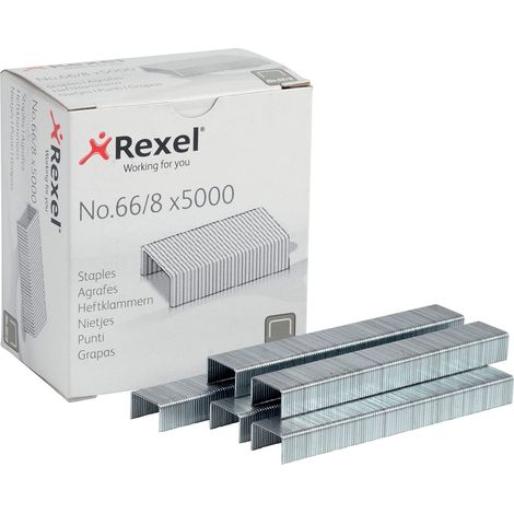 Rexel Punti Metallici 66/8 mm, Confezione da 5000 Pezzi, 6065 (1/2)