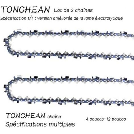 Guide et chaîne pour tronçonneuse.Lot de 2 chaînes de tronçonneuse Faible Rebond 1/4 32 maillons pour tronçonneuse (5pouces)Lame à 16 sections——Lame galvanisée améliorée (1/4)