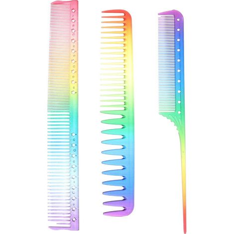 Peignes de Coiffure Antistatiques Colorés, Lot de 3 pour Coupe, Brushing et Salon de Coiffure (1/5)