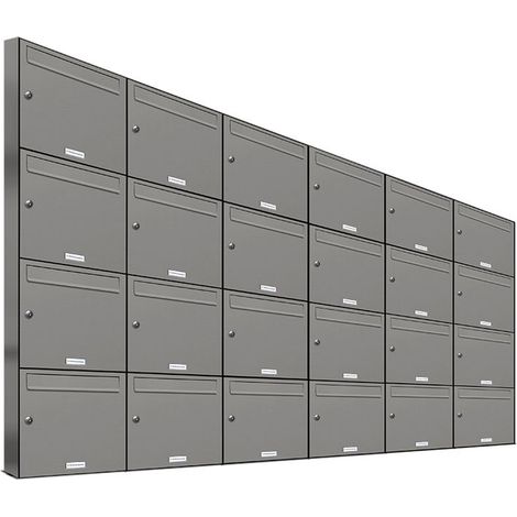 24er Premium Briefkasten Aluminiumgrau RAL Farbe 9007 für Außen Wand Postkasten 6x4 (1/5)