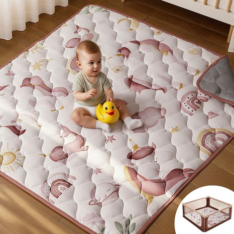 Baby Spielmatte Krabbelmatte Boden Spielunterlage Laufstallmatte, Rutschfeste Faltbar, 125x125 cm (1/5)