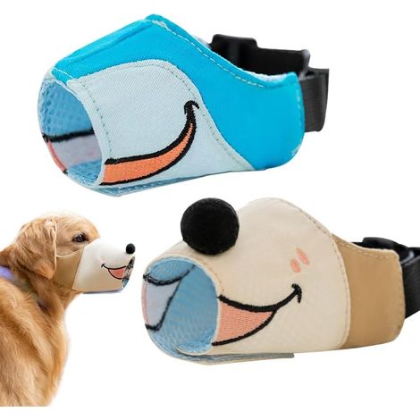 Bozal para perros de tela transpirable y suave, talla M (2 unidades) - Bozal ajustable antiladridos para mascotas - Divertidos accesorios de entrenamiento para perros - 2 unidades (1/5)