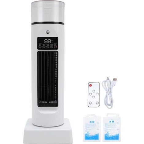Ventilateur de table tour avec télécommande, sans pales, USB, silencieux, vaporisateur, refroidisseur d'air, humidificateur