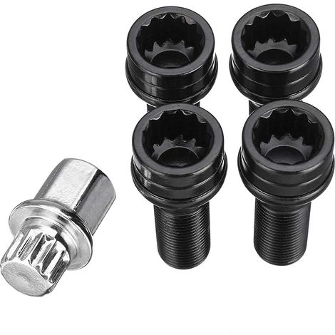 Bulloni di bloccaggio ruota M14 X 1,25 Dado nero + chiave Compatibile con BMW Mini R54 R55 R56 R57 R58 R59 R60 F55 F56 F57 Compatibile con BMW Serie 1 2 3 4 5 6 7 X1 3 5 6
