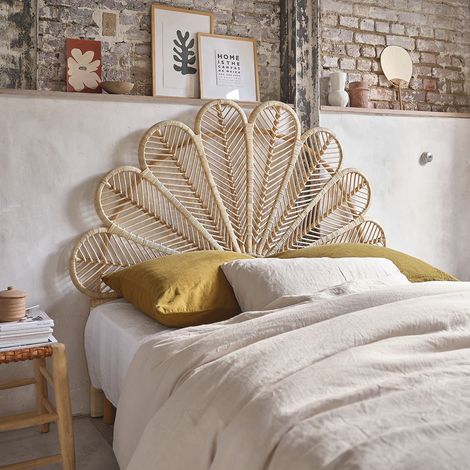 Berah Getah – Tête de lit en rotin naturel 160 cm – Style bohème – Hauteur 127 cm – Livrée montée – À poser contre le mur (1/5)