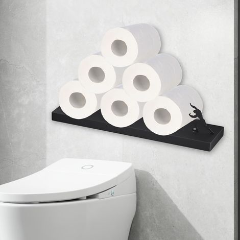 JSSEVN - Toilet Paper Holder, Toilet Paper Stand for Storing Replacement Rolls in Bathroom and Toilet, Black (1/5)