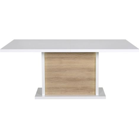 Table à manger extensible Kaia 180/225x100 - blanc brillant/chêne (1/5)